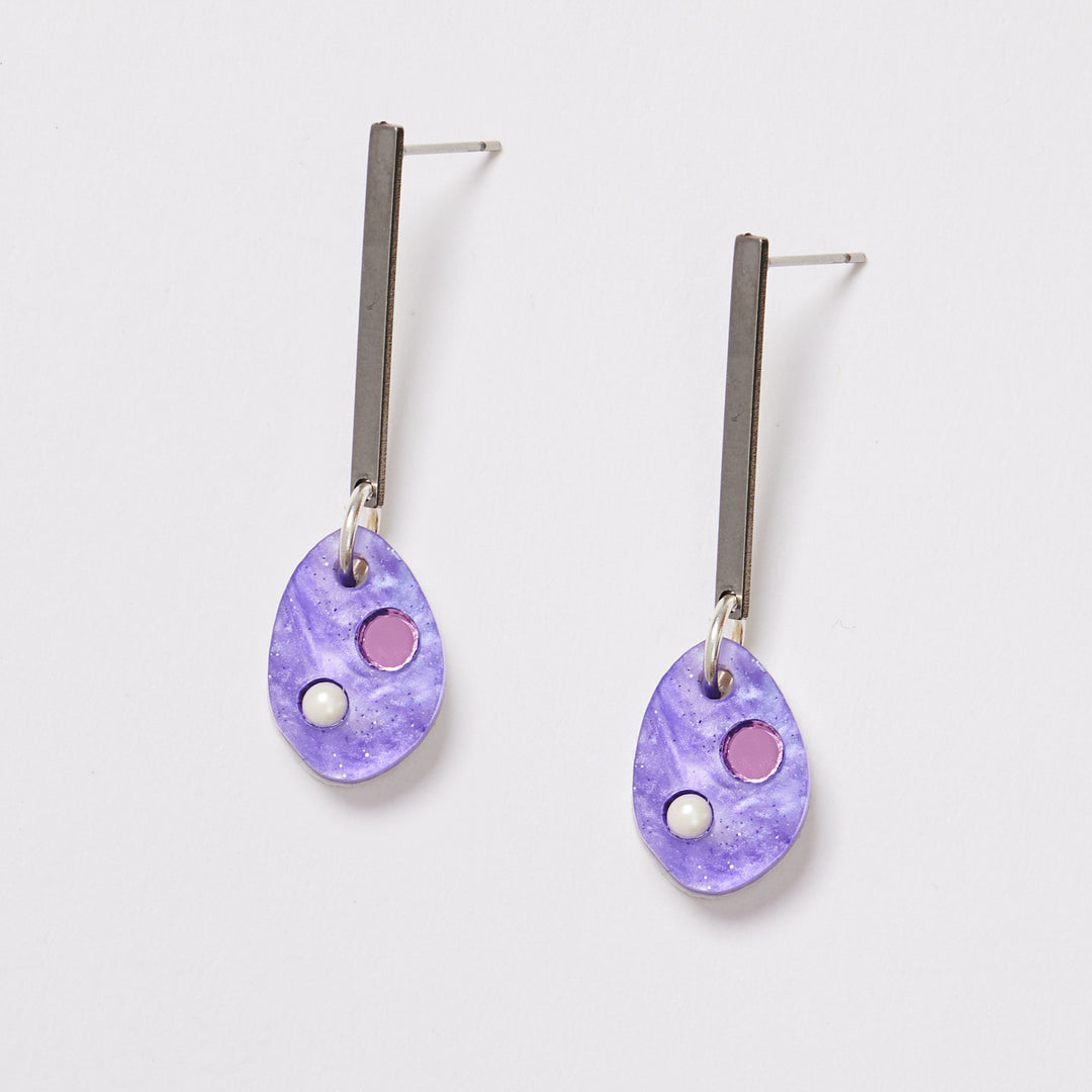 Deep Drop Earrings - Lilac / Silver