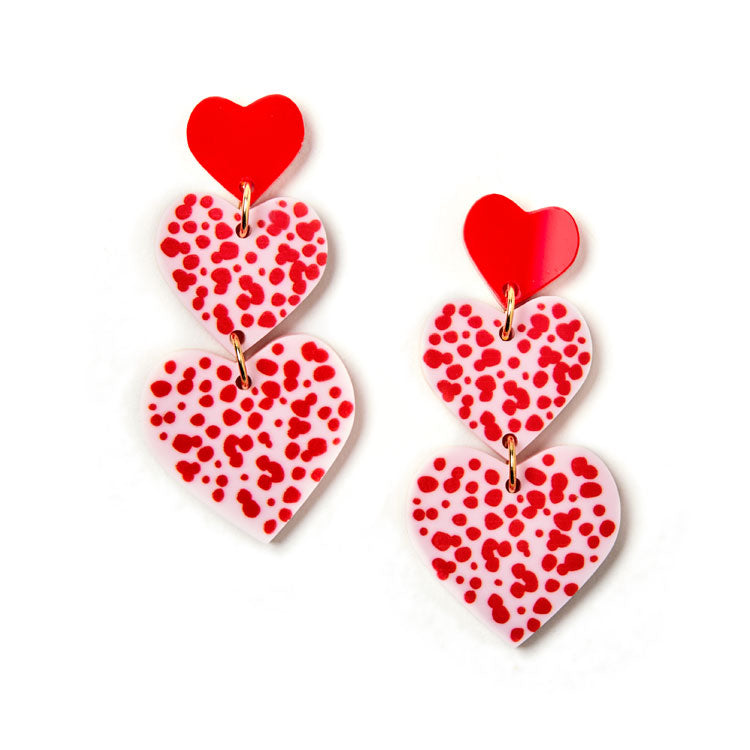 Candy Heart Earrings - Red / Pink