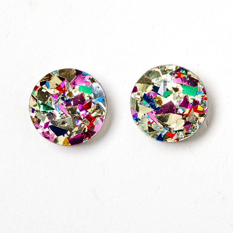 Circle Stud Earrings - Gold / Confetti