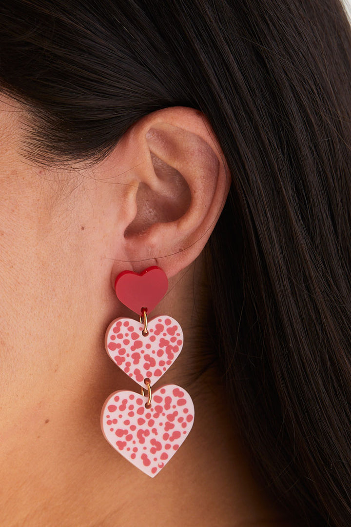 Candy Heart Earrings - Red / Pink Lo