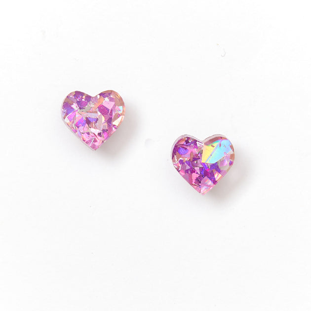Picture Of Heart Stud Earrings - Mauve