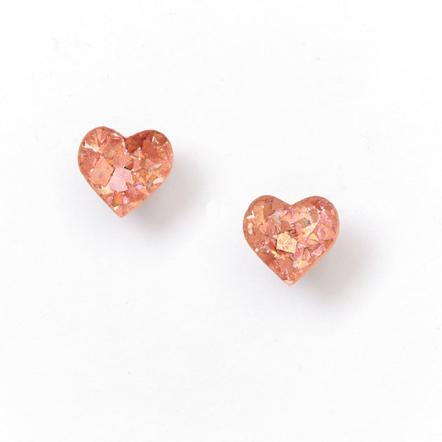Picture Of Heart Stud Earrings - Pink