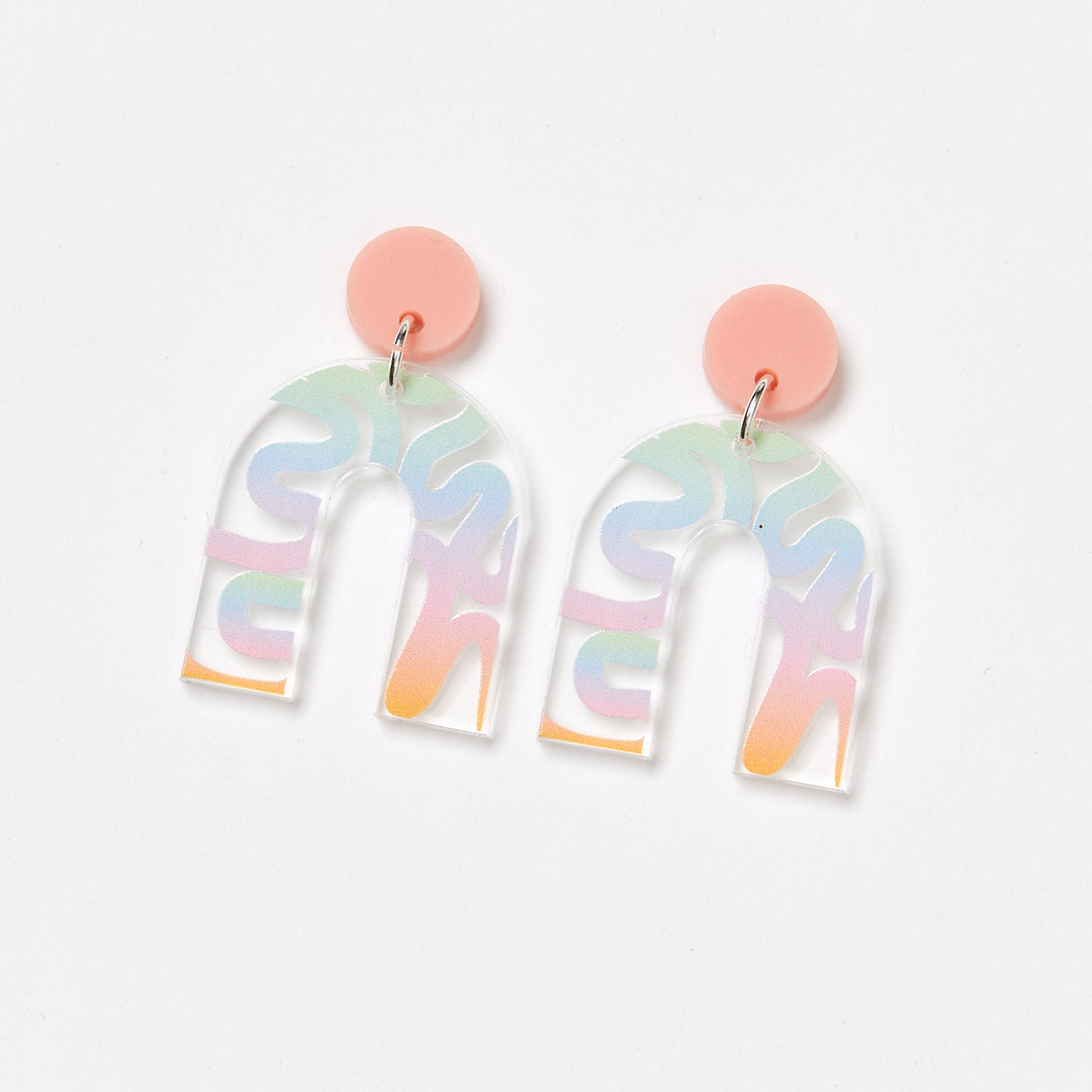 Squiggle Earrings - Light / Pink