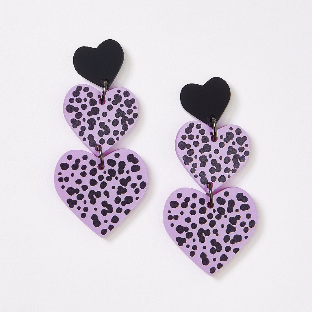 Candy Heart Earrings - Lilac