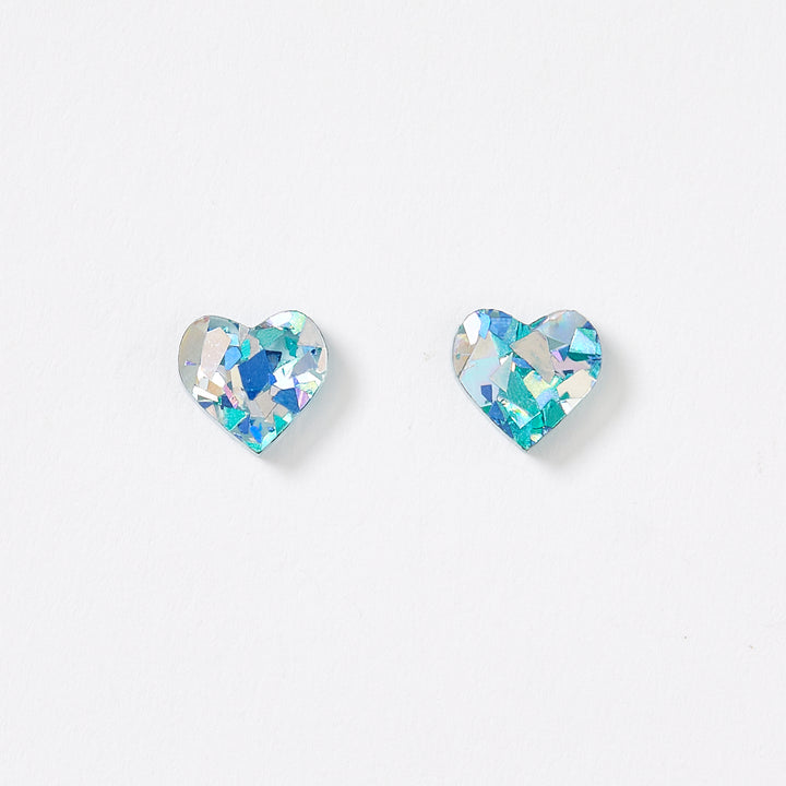 Heart Stud Earrings - Aqua
