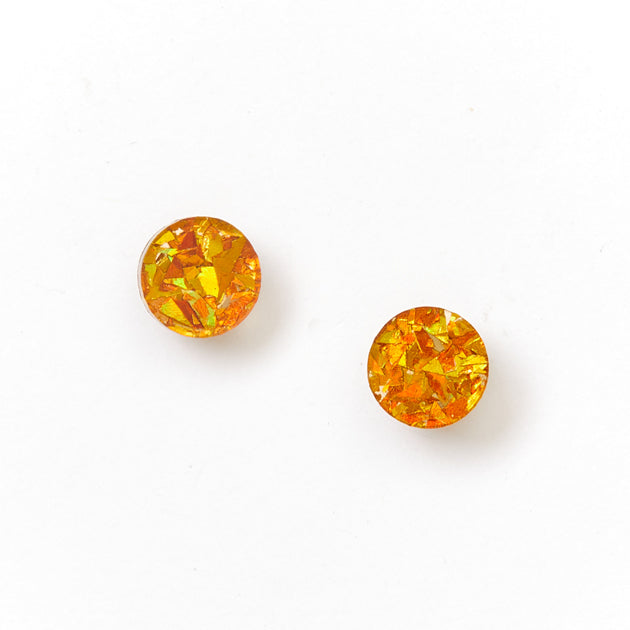 Picture Of Mini Circle Stud Earrings - Amber