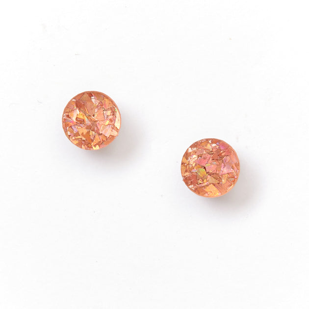 Picture Of Mini Circle Stud Earrings - Pink