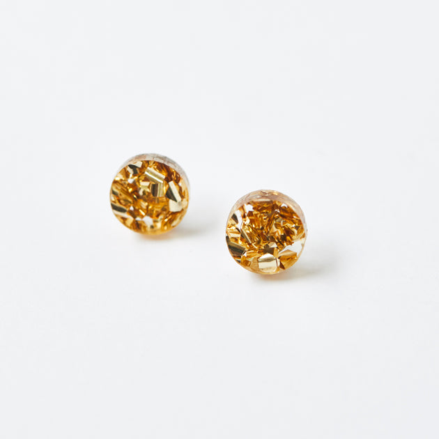 Mini Circle Stud Earrings - Gold Dust