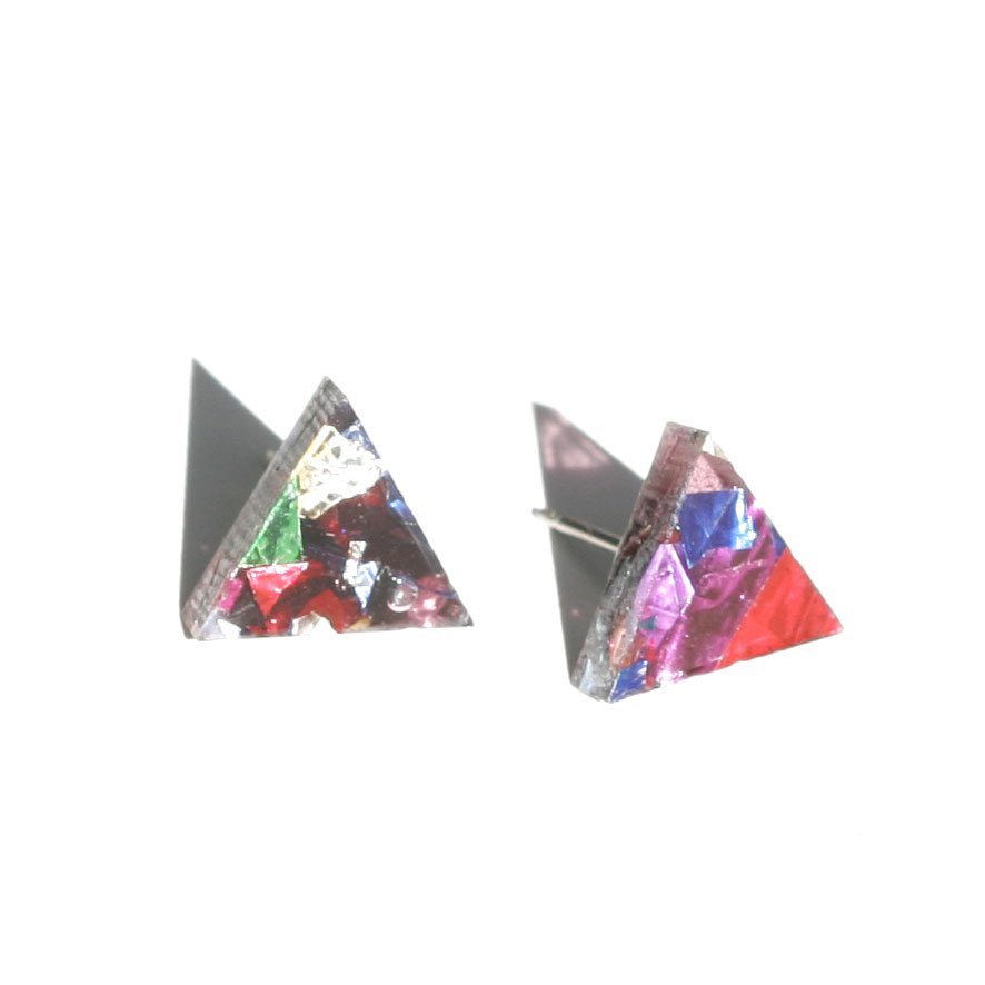 Mini Triangle Studs - Confetti